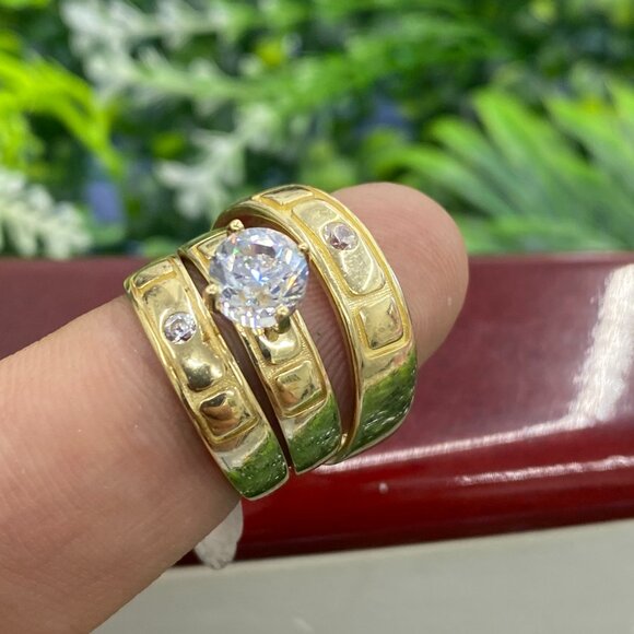 Anillos de Matrimonio Juego De Oro 10K Para Hombres y Mujeres - Picture 4 of 7